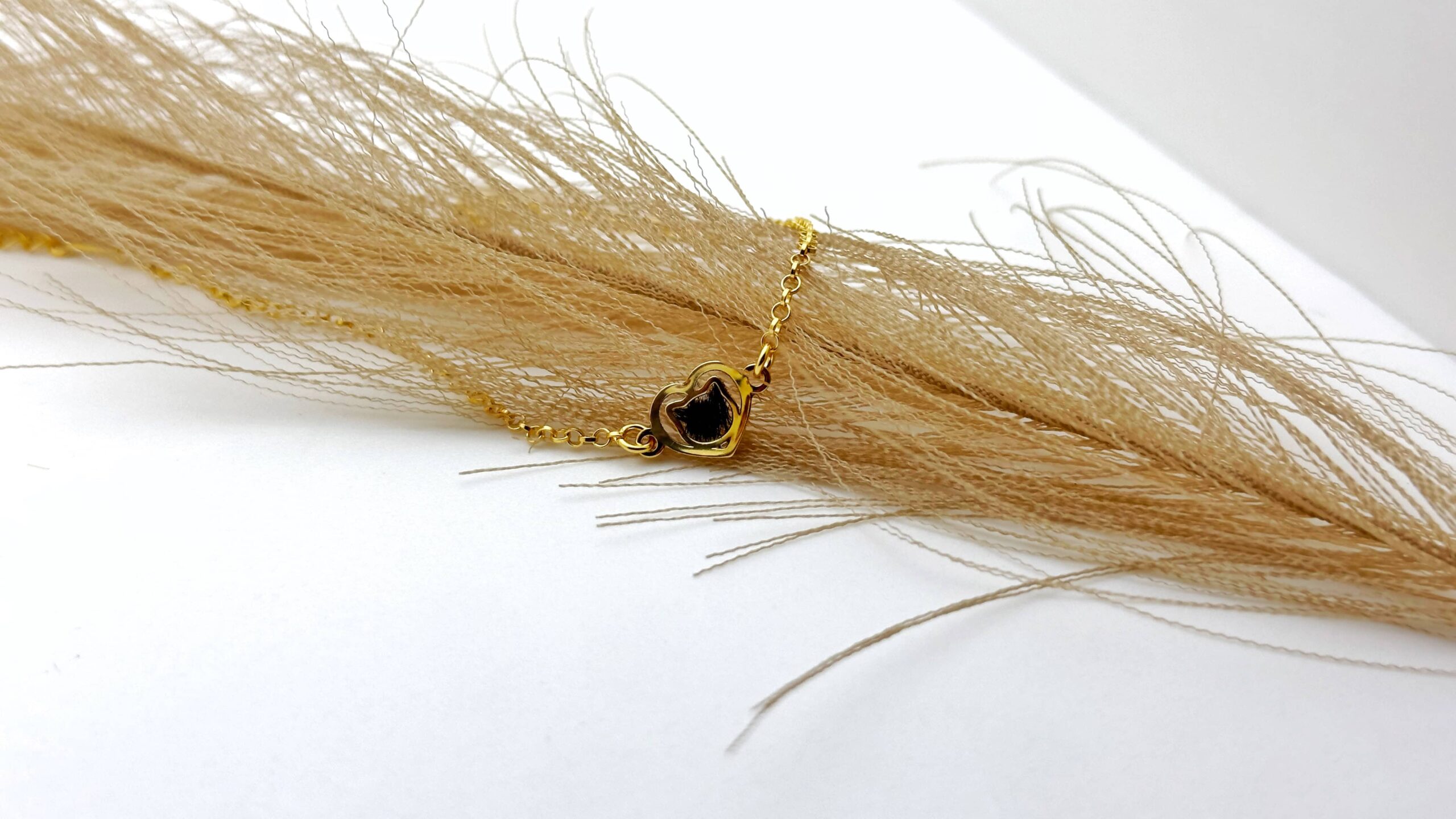 Bransoletka z sierścią kota (pozłacane srebro 925) - obrazek 2