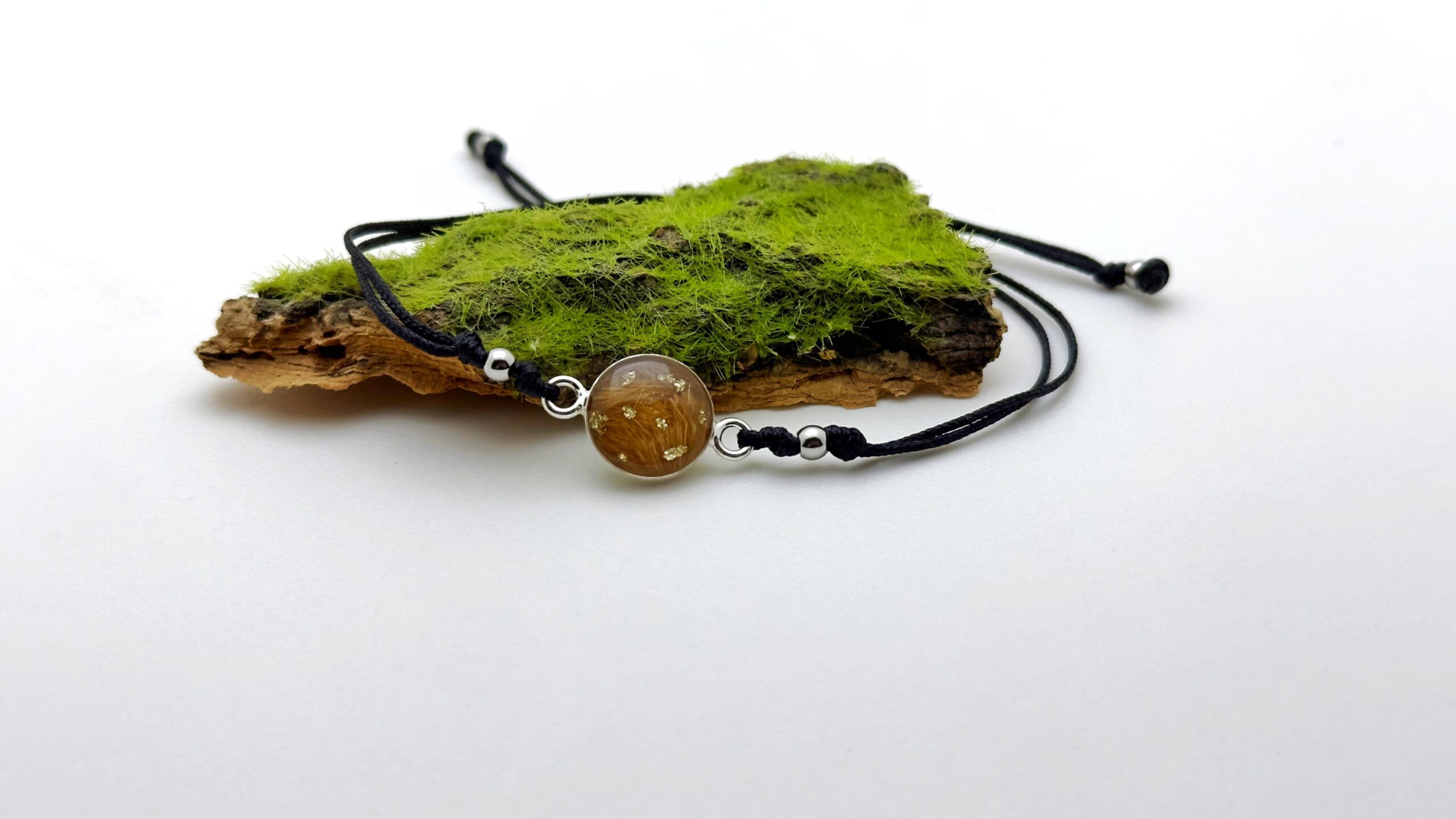 Bransoletka okrągła z Twoimi kwiatami, włosami, prochami lub sierścią zwierząt (srebro 925)