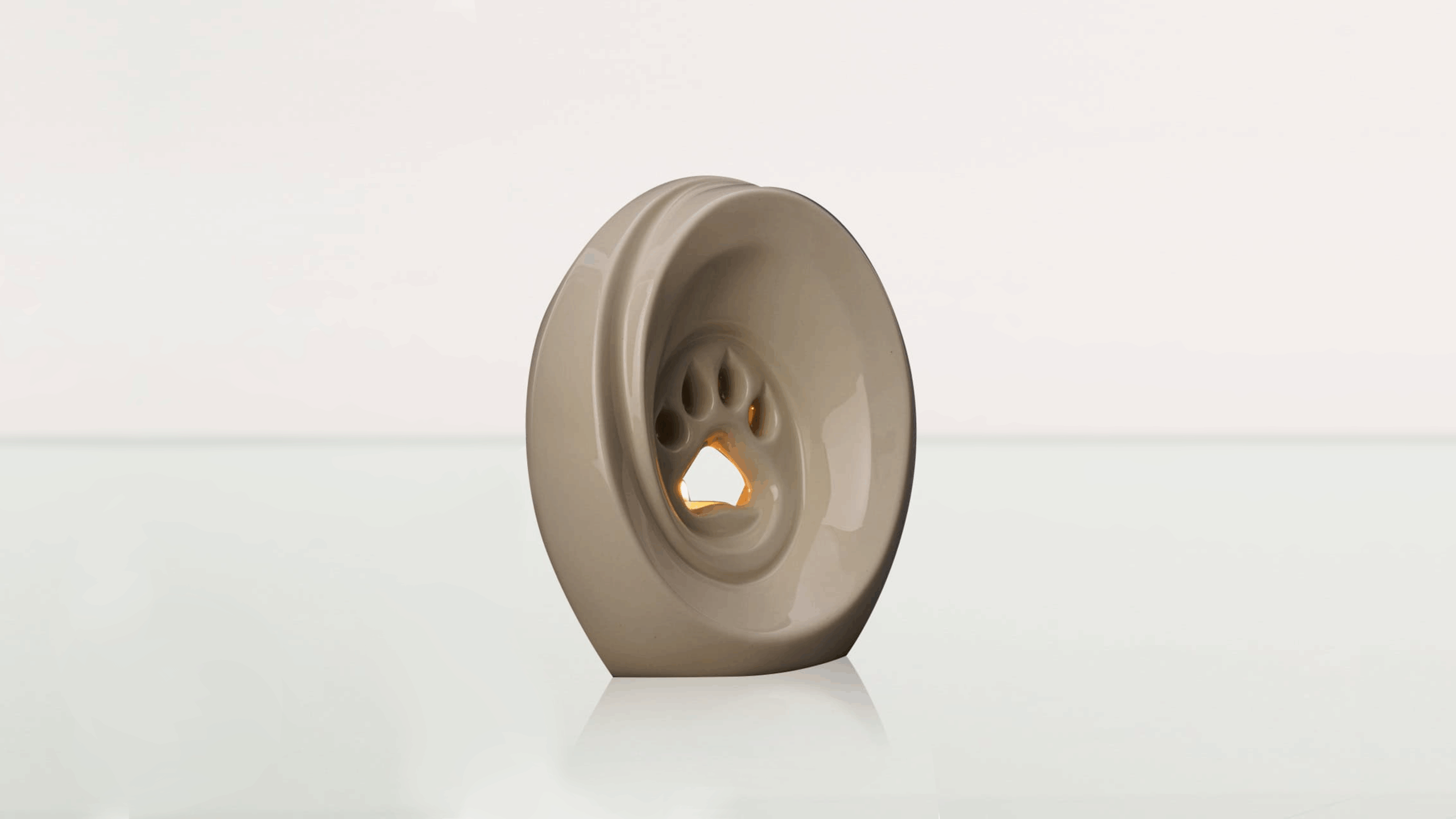 Urna łapka z miejscem na świeczkę beżowa - obrazek 2