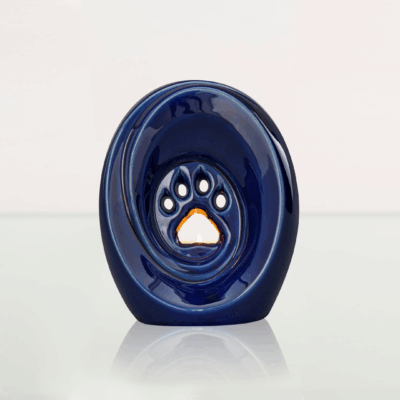 Urna łapka z miejscem na świeczkę kobaltowy metalik