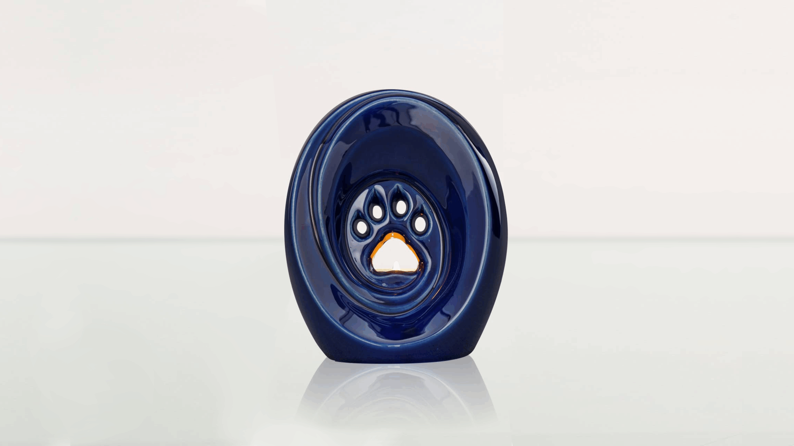 Urna łapka z miejscem na świeczkę kobaltowy metalik