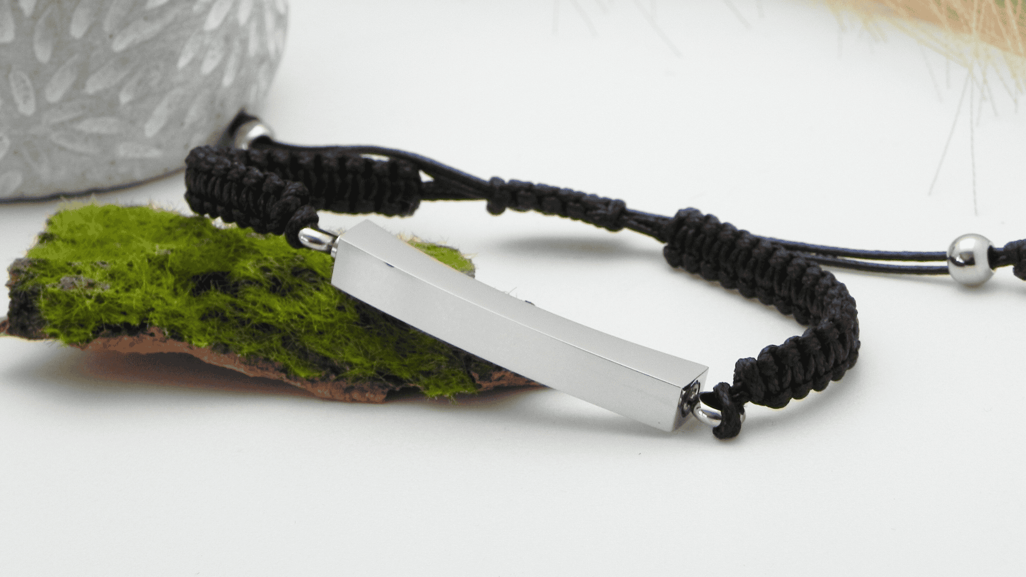 Bransoletka męska srebrna mini urna na prochy, włosy lub sierść zwierząt