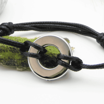 Bransoletka męska koło mini urna na prochy, włosy lub sierść zwierząt