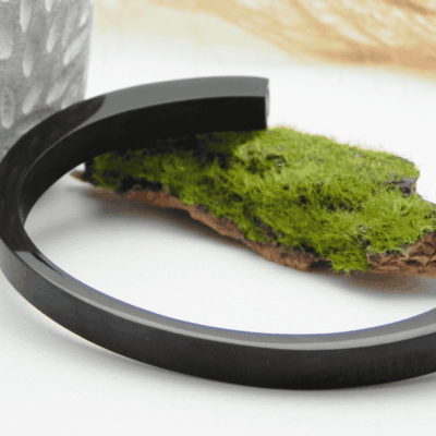 Bransoletka męska czarna mini urna na prochy, włosy lub sierść zwierząt