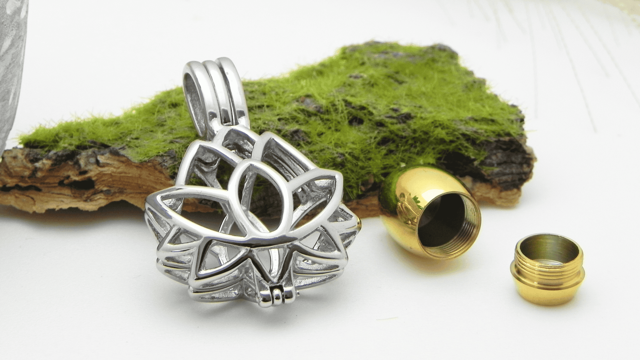 Mini urna na prochy naszyjnik kwiat lotosu - obrazek 4